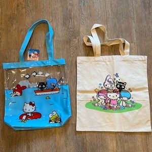 Brand New Hello Kitty Tote Bags Bundle.  One bag is plastic and other is cloth!